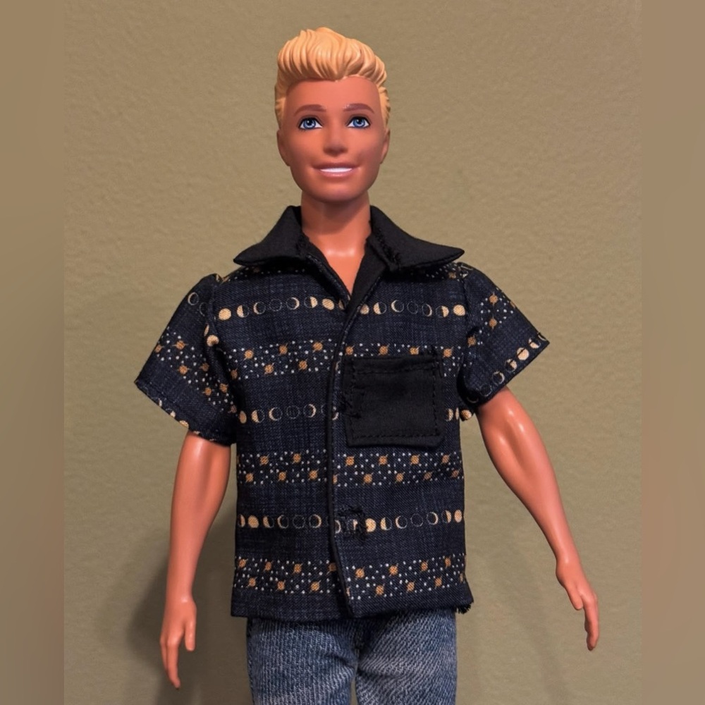 Handcrafted moon phase print doll shirt